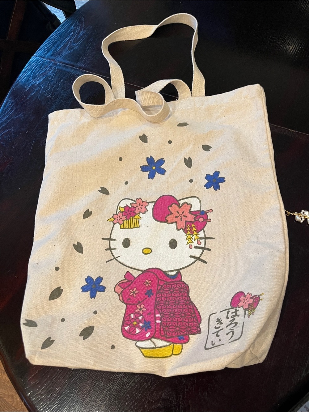 Hello Kitty Floral Kimono Canvas Tote - Pink & Blue world market